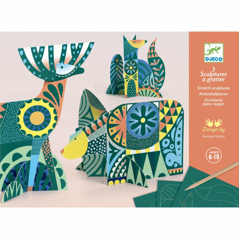 Animal Folk 3-D Scratch Cards By Djeco Art & Craft Kits