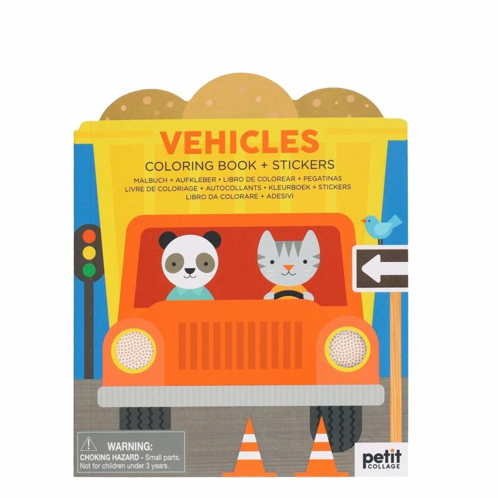 Coloring Book + Stickers – Vehicles Pretend Play