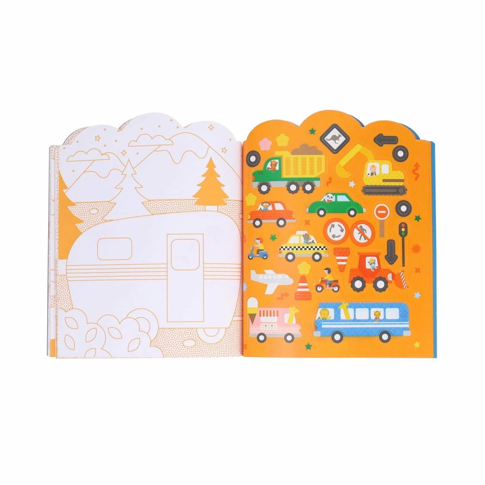 Coloring Book + Stickers – Vehicles Pretend Play