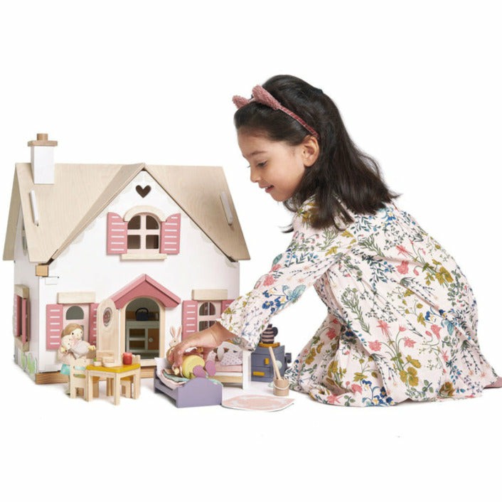 Cottontail Cottage Doll House (Furnished) Pretend Play