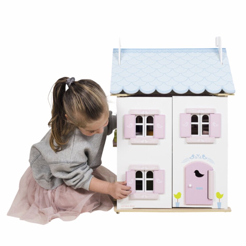 Daisylane Blue Bird Cottage Doll House – Fully Furnished Pretend + Role Play