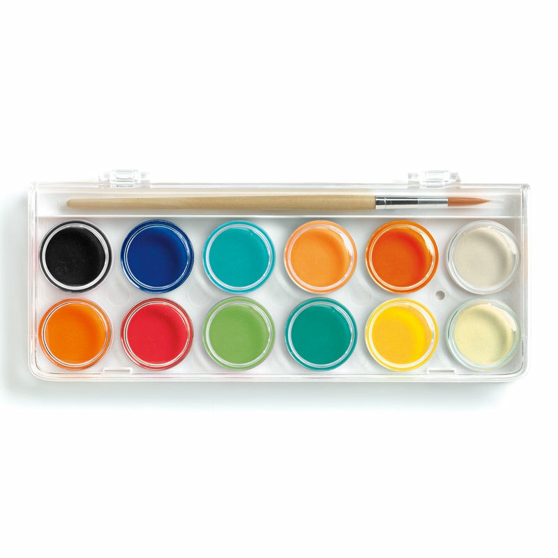 Djeco Artist Water Colour Paint Cake Set – 12 Classic Colours Arts & Crafts