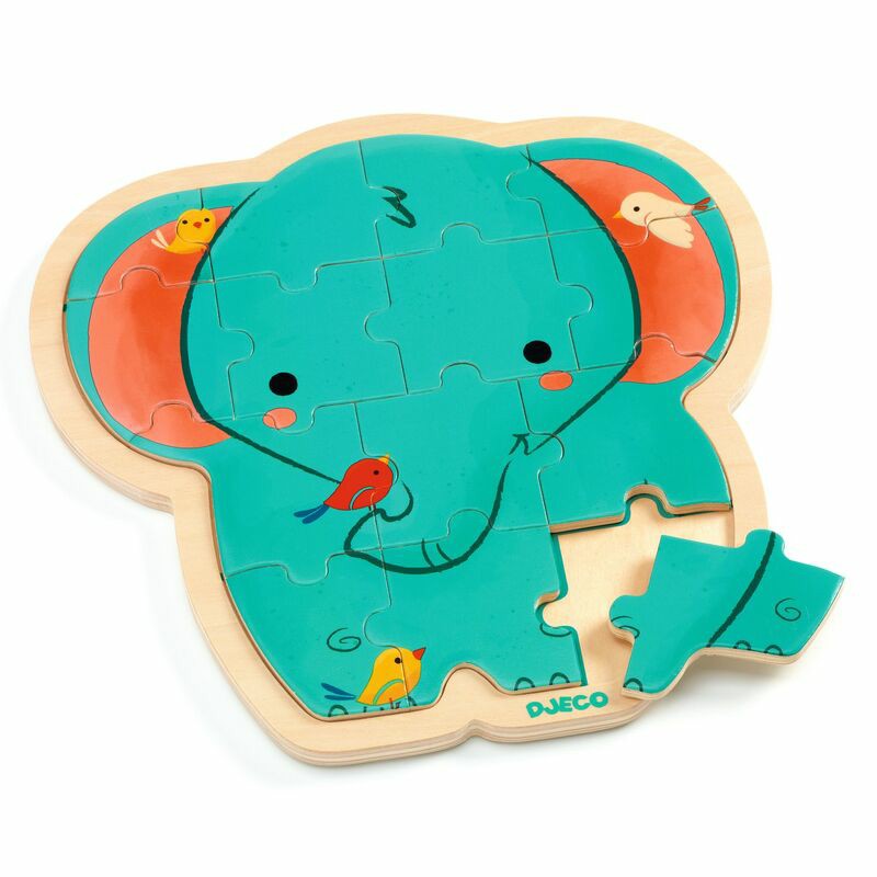 Elephant 14Pc Wooden Tray Puzzle Wooden Puzzles