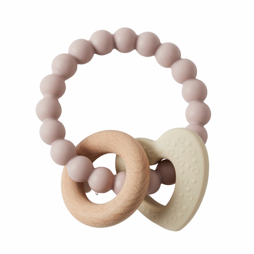 Mika Silicone & Wood Teether – Heart Baby & Toddler