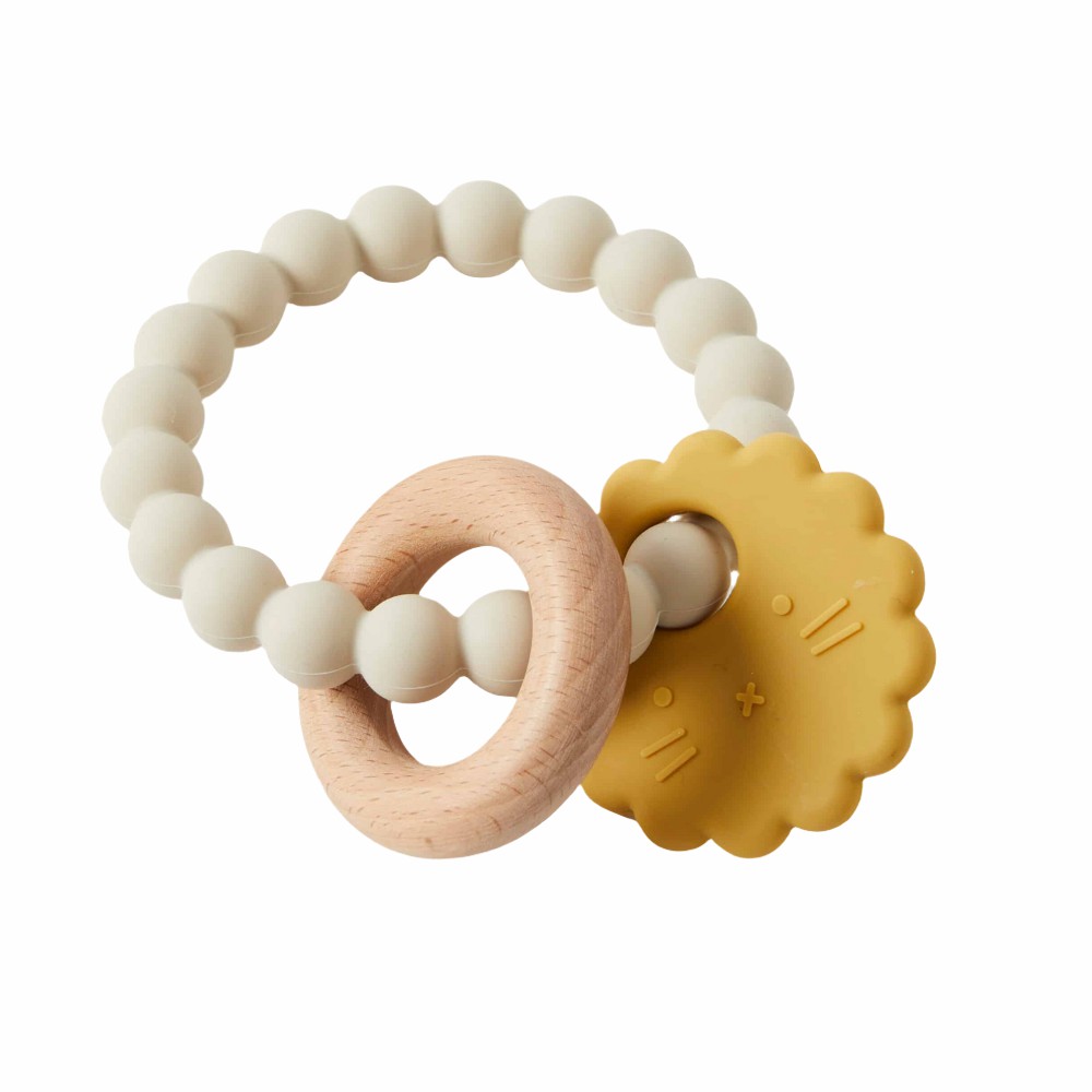 Mika Silicone & Wood Teether – Lion Baby & Toddler