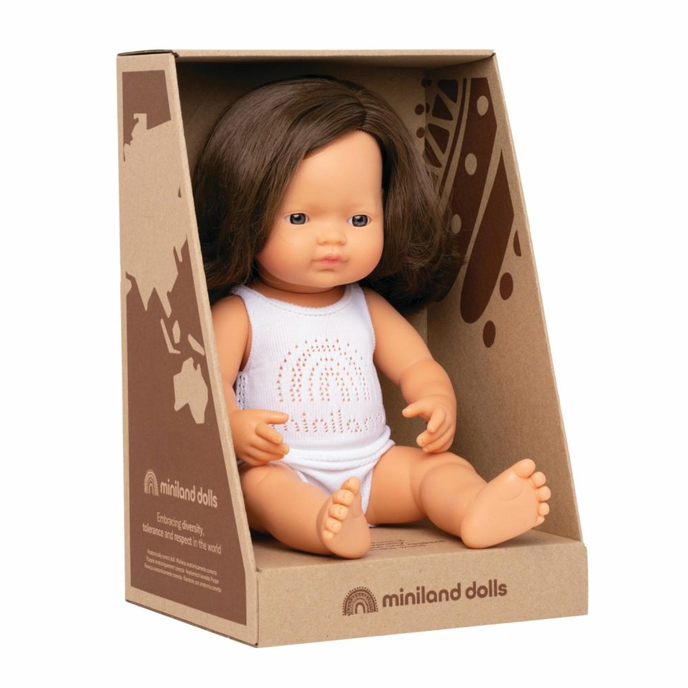 Miniland Caucasian Brunette Anatomically Correct Boy Doll 38Cm Pretend + Role Play