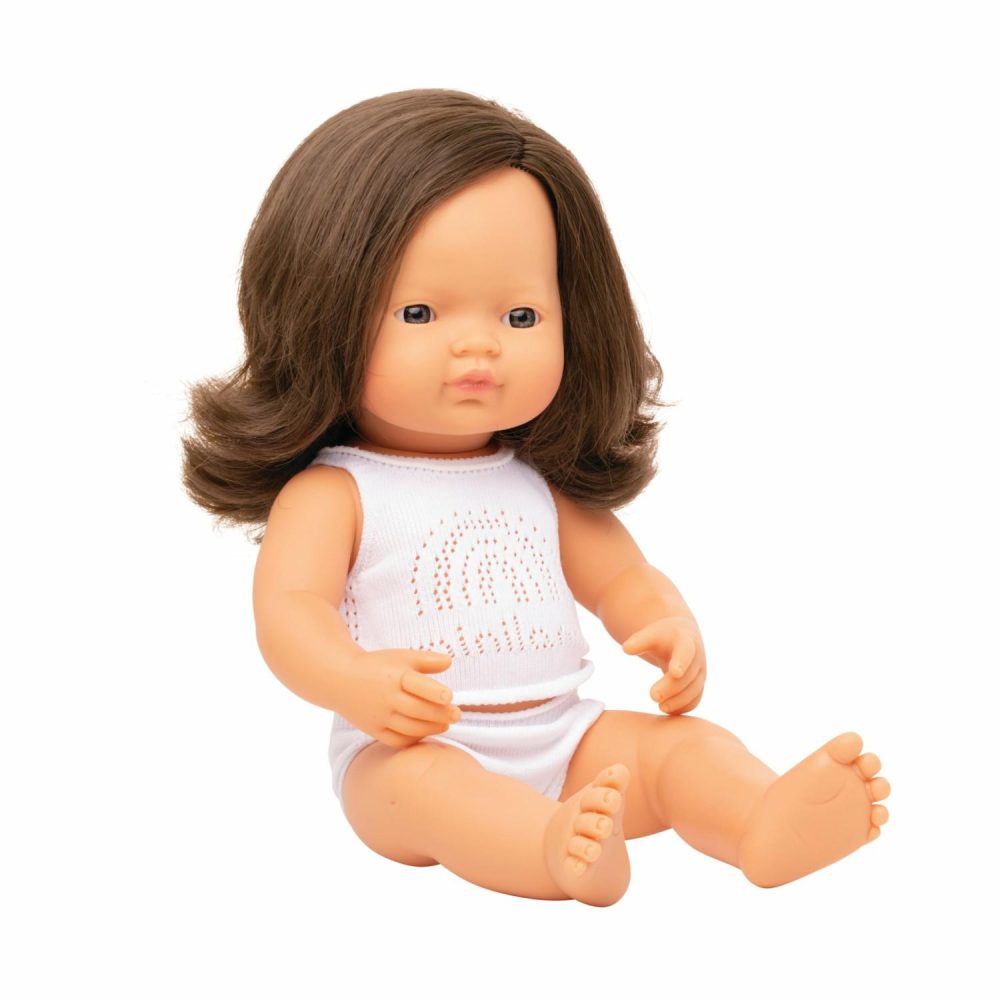 Miniland Caucasian Brunette Anatomically Correct Boy Doll 38Cm Pretend + Role Play