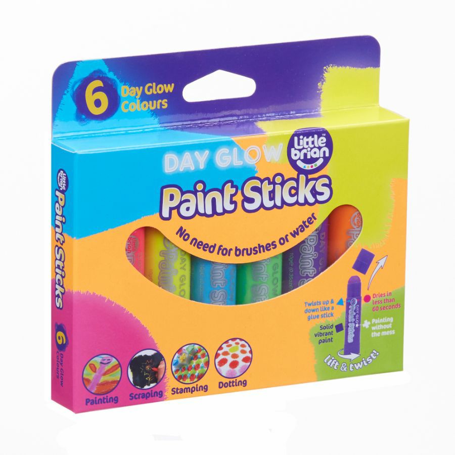 Paint Sticks – Day Glow (6 Pack) By Little Brain Arts & Crafts