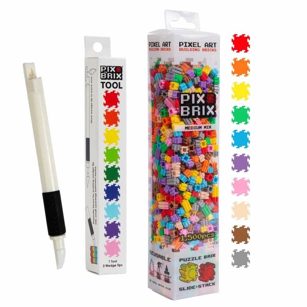 Pixel Art Building Brix + Tool (Mixed Colours 1500) Blocks & Construction