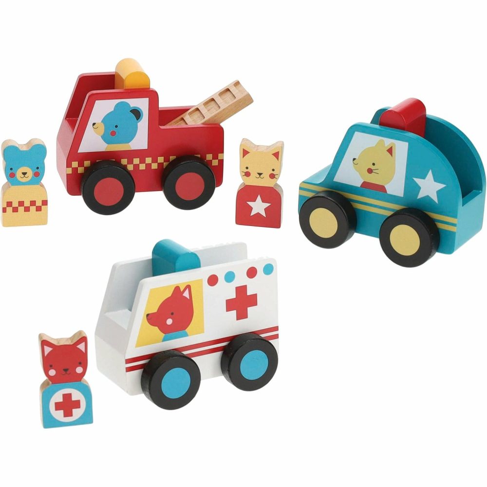 Rescue Pals Wooden Vehicle Set Pretend Play