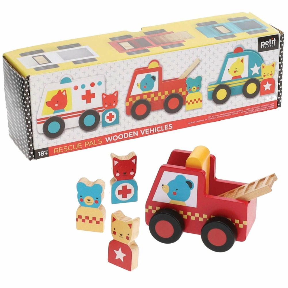 Rescue Pals Wooden Vehicle Set Pretend Play