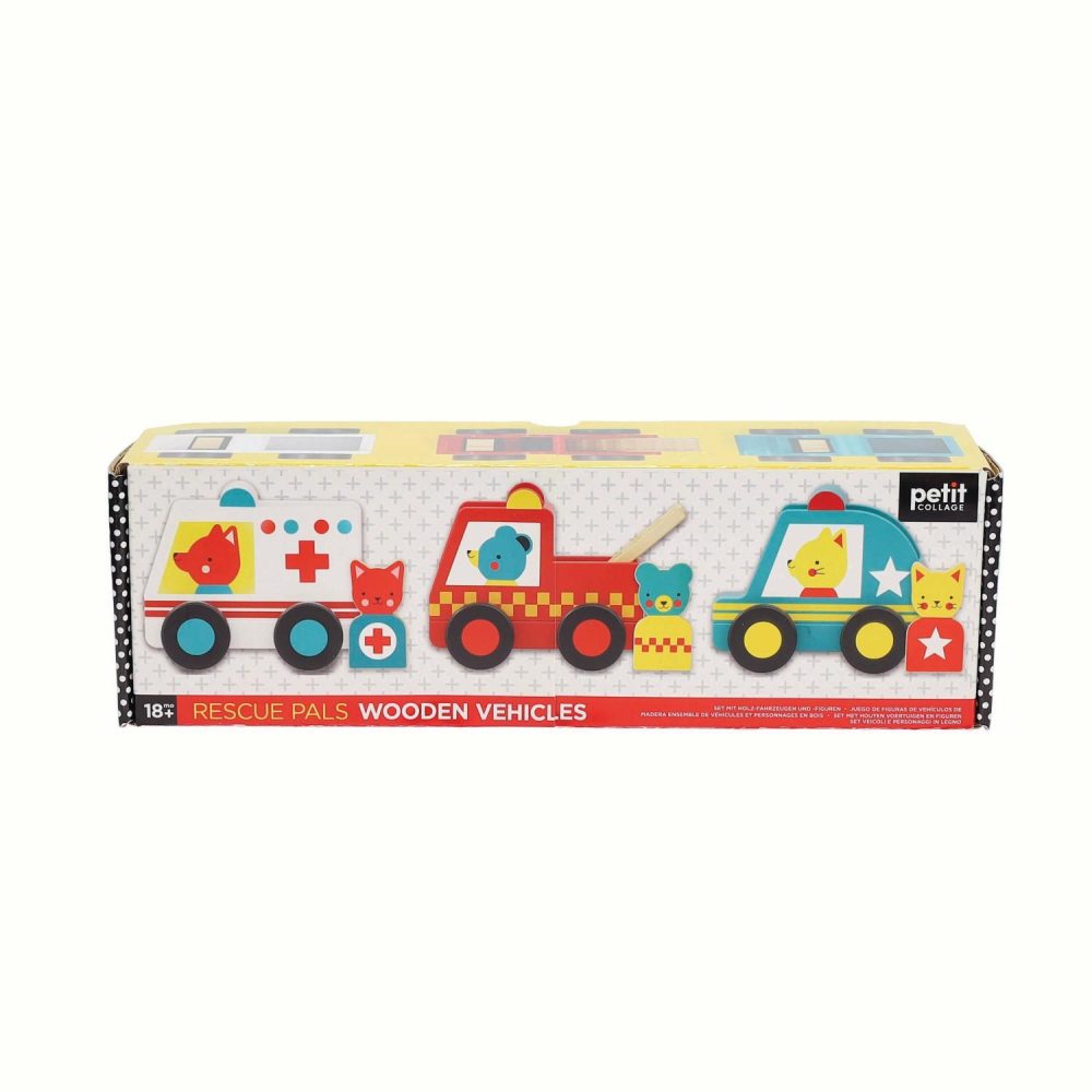 Rescue Pals Wooden Vehicle Set Pretend Play