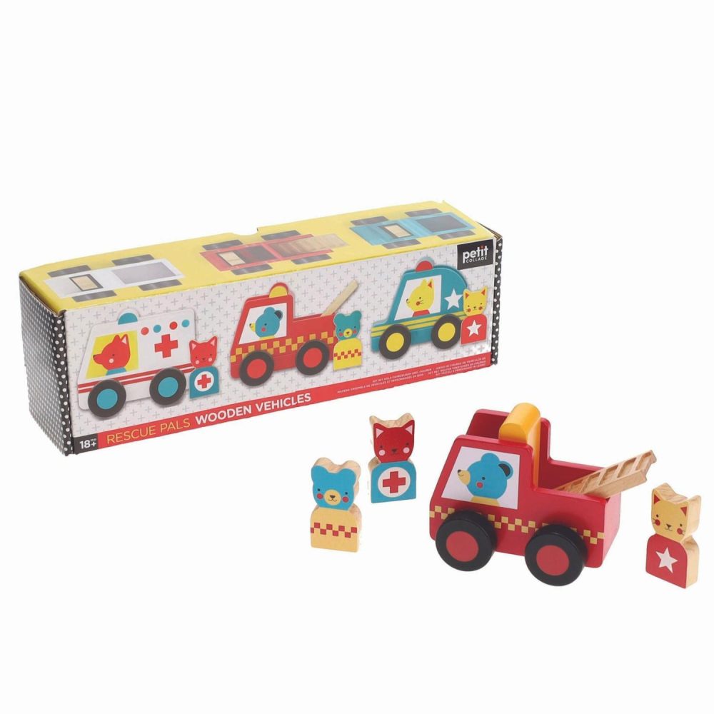 Rescue Pals Wooden Vehicle Set Pretend Play