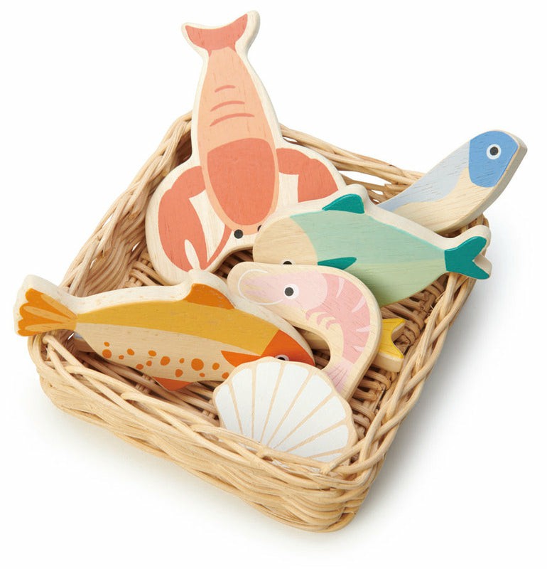 Seafood Basket Play Set Wooden Play Food