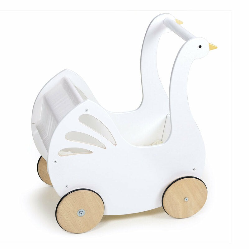 Sweet Swan Doll Pram With Bedding Pretend + Role Play