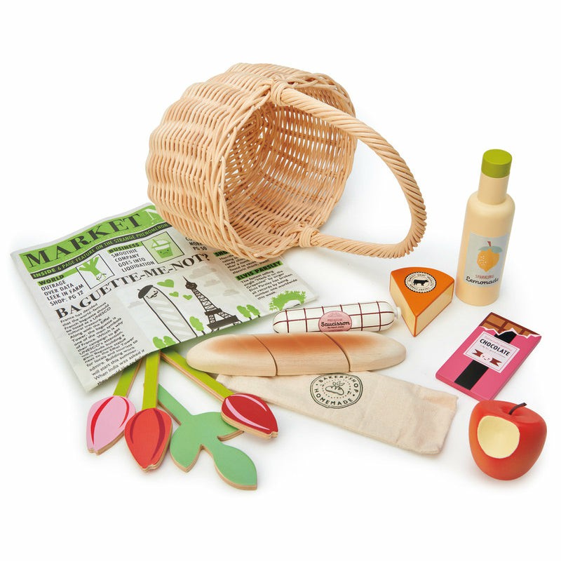 Wicker Shopping Basket Play Set Pretend + Role Play