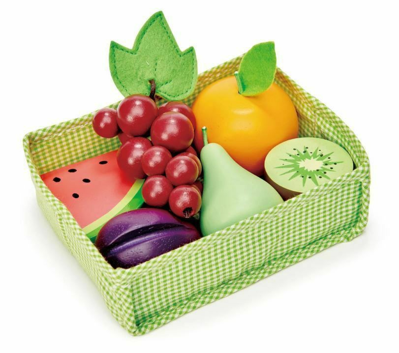 Wooden Fruit With Fabric Crate Wooden Play Food