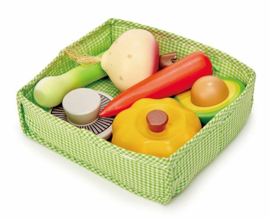 Wooden Vegetables With Fabric Crate Kitchen + Play Food