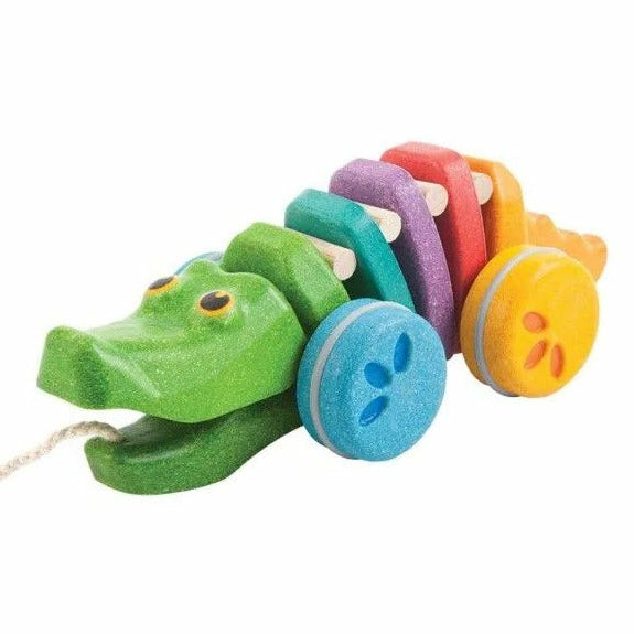 Rainbow Alligator Pull Along Plantoy Wooden Toys