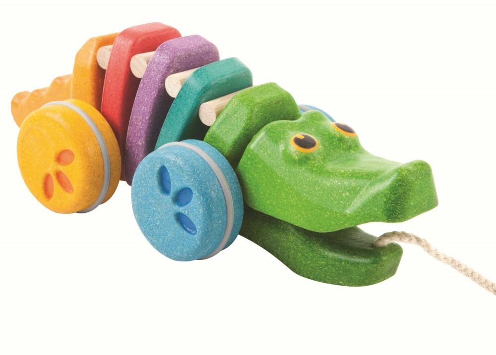 Rainbow Alligator Pull Along Plantoy Wooden Toys