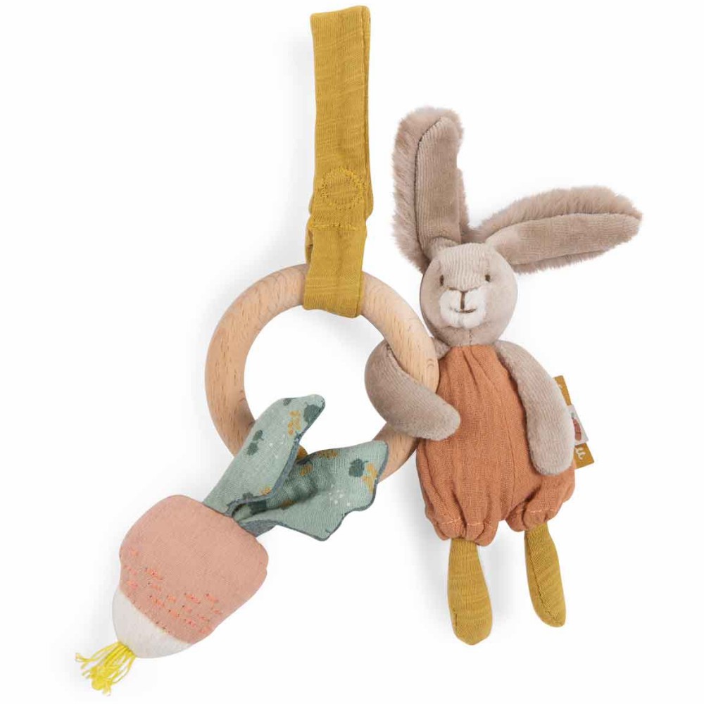 Trois Petits Lapins Rabbit Wooden Ring Rattle Baby & Toddler