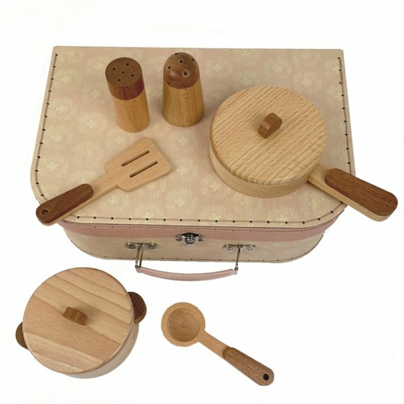 Wooden Cooking Set In Case Pretend + Role Play